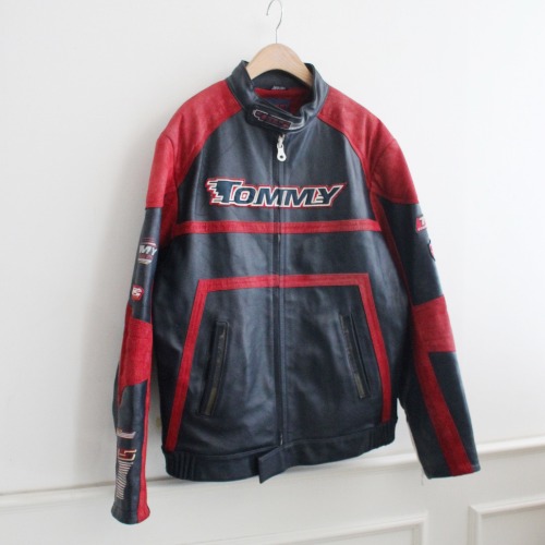 90&#039;~00&#039;s TOMMY HILFIGER LEATHER RACING JACKET